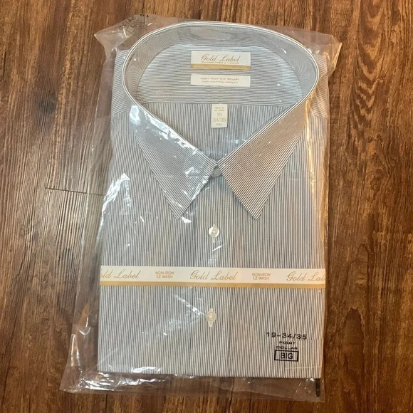 Roundtree & Yorke Other - Roundtree Yorke Non-Iron Shirt Navy Stripe Size 19 NWT
